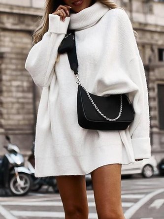 Cotton-Blend Long Sleeve Turtleneck Top