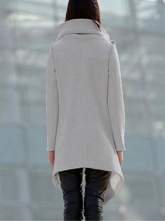 Casual Shift Plain Zipper Outerwear