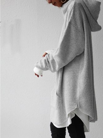 Hoodie Casual Shift Plain Sweatshirt