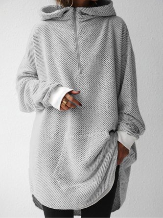 Hoodie Casual Shift Plain Sweatshirt