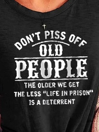 Letter Vintage Short Sleeve Crew Neck Top