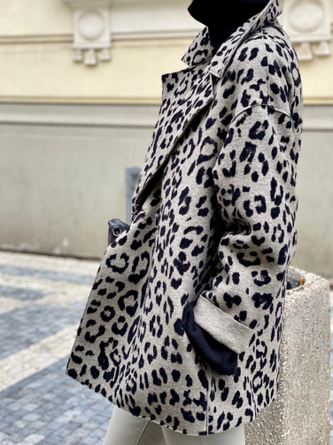 Holiday Lapel Leopard Outerwear