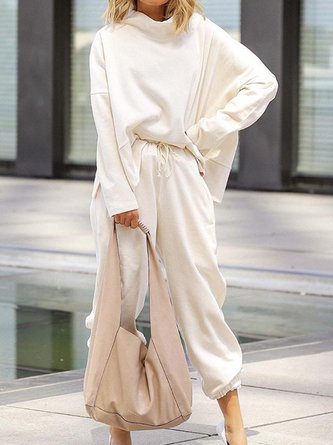 Daily  Casual Crew Neck Solid Shift Suits