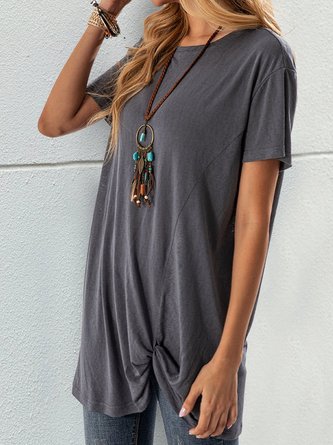 Gray Casual Crew Neck Tunic