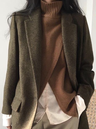 Vintage Long Sleeve Lapel Outerwear