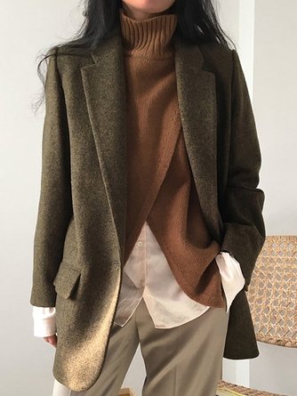 Vintage Long Sleeve Lapel Outerwear