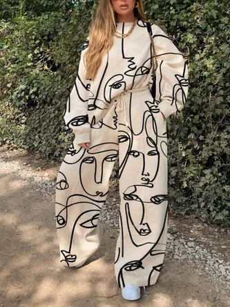 Abstract Printed Casual Suit