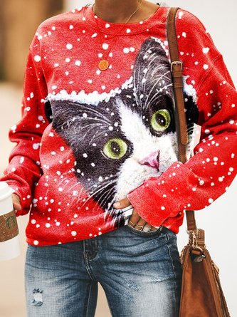 Christmas cat Casual Sweatshirt