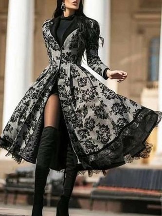 Vintage As Picture Long Sleeve Party Solid Coat
