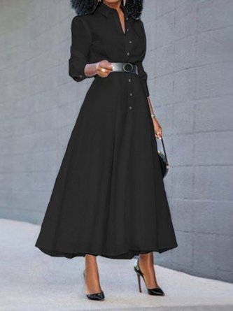 Shirt Collar Simple Maxi Dress