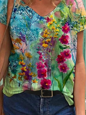 Colorful Flower Painting T-shirt