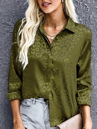 Long Sleeve Shirt Collar Shift Top