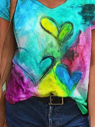 Love Print Casual Short Sleeve Top