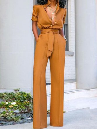 Long Sleeve Shirt Collar Solid Suits with Pants