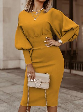 Formal Solid Midi Dress