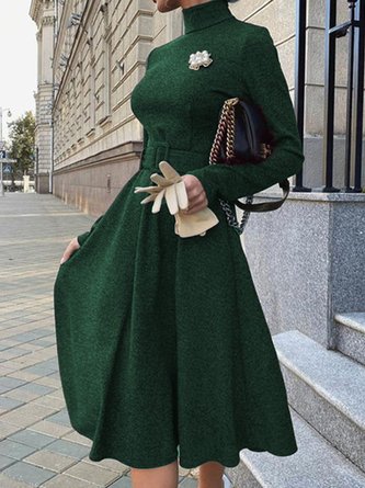 Turtleneck  Formal Elegant  Midi Dress