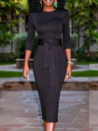 Formal Solid Midi Dress