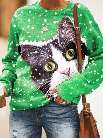 Christmas cat Casual Sweatshirt