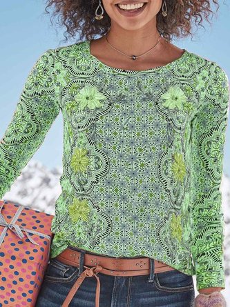 Casual Crew Neck Long Sleeve Top