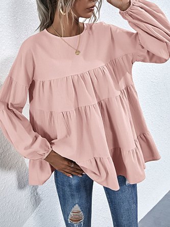 Crew Neck Shift Plain Top