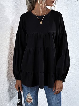 Crew Neck Shift Plain Top