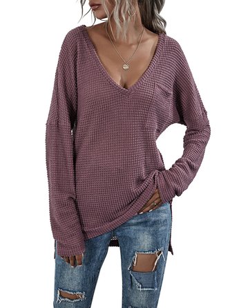 Long Sleeve V Neck Shift Top