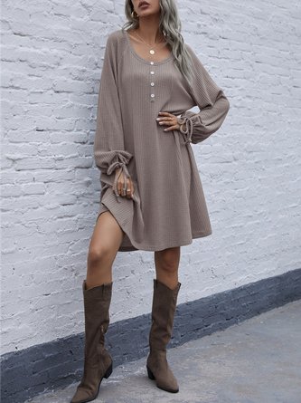 Plain Casual Long Sleeve Dress