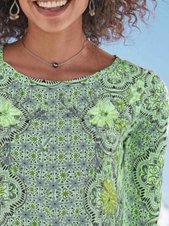 Casual Crew Neck Long Sleeve Top