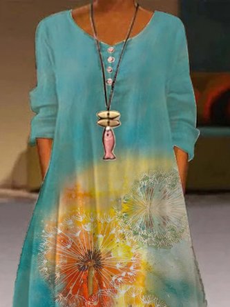 Casual Long Sleeve Dandelion Maxi Dress
