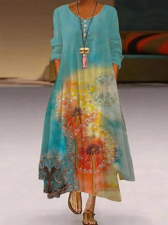 Casual Long Sleeve Dandelion Maxi Dress