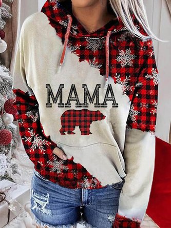 Women's Hoodies Plaid Animal Print Color Block Hoodie
