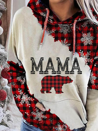 Women's Hoodies Plaid Animal Print Color Block Hoodie