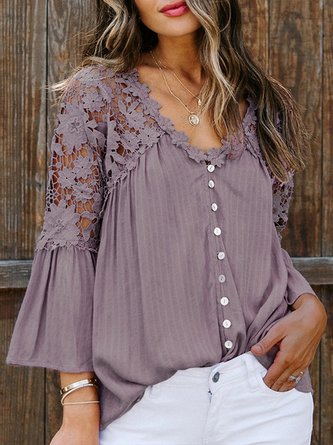 3/4 Sleeve Shift Casual Blouse