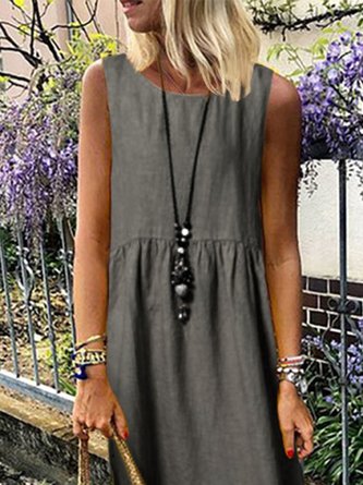 Fashion Sleeveless Solid Color Vest Dress