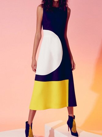 Geometric Sleeveless Elegant Dress