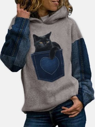 Casual Cotton-Blend Hoodie Sweatshirt