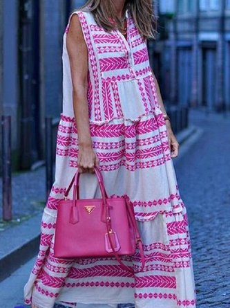 Sleeveless Holiday Geometric Dress