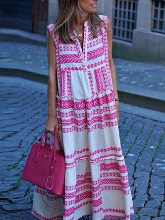 Sleeveless Holiday Geometric Dress