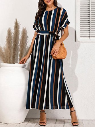 Crew Neck Short Sleeve Elegant Dress