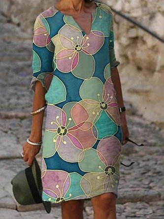 V Neck A-Line Daily Dress