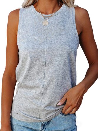 Simple Paneled Crew Neck Shift Top