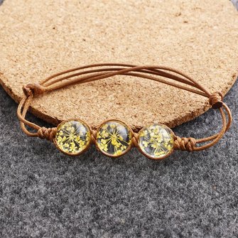 Handmade Time Gem Plant Eternal Flower Dry Flower Braided Bracelet