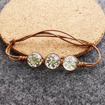 Handmade Time Gem Plant Eternal Flower Dry Flower Braided Bracelet