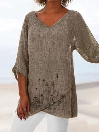 Floral V Neck Vintage Top