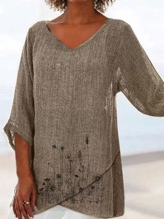 Floral V Neck Vintage Top