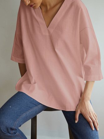 V Neck 3/4 Sleeve Casual Top