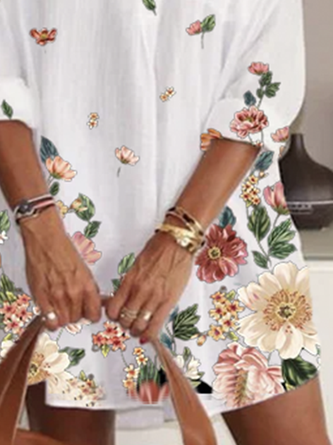 New Women Chic Plus Size Boho Hippie Holiday Floral ong Sleeve Shift Casual Dresses