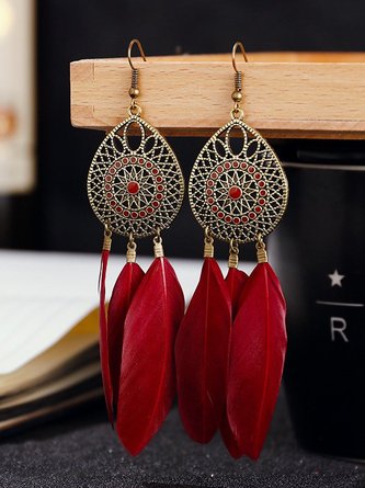 Vintage Boho Feather Earrings