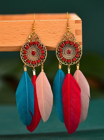 Vintage Boho Feather Earrings