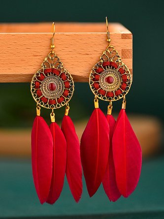 Vintage Boho Feather Earrings